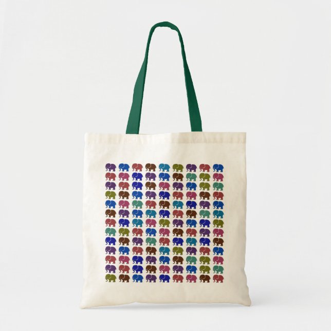 pattern cute color elephants tote bag (Front)