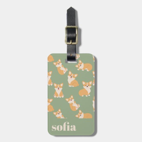 Pattern Cute Corgi luggage tag for dog lover