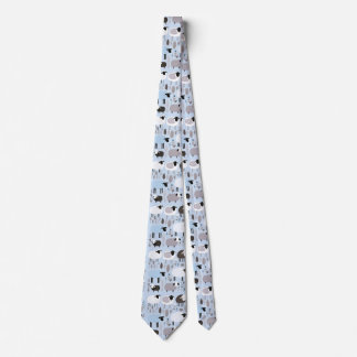Pattern Cute Sheep Pastel Blue Color Minimal Neck Tie