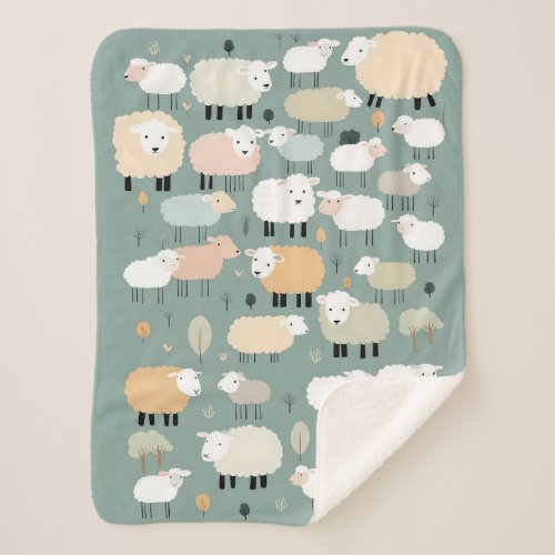Pattern Cute Sheep Pastel Colors Minimal Sherpa Blanket