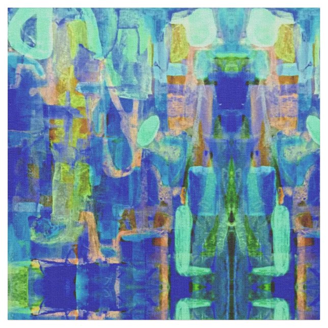 PATTERN DESIGNER SPATIAL DROPS IN BLUE FABRIC (Close Up)