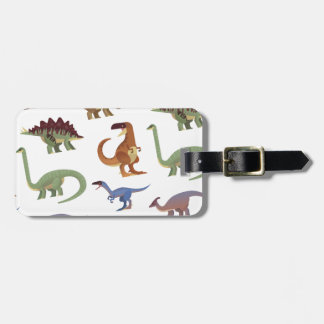 Pattern dino comic dinosaur luggage tag