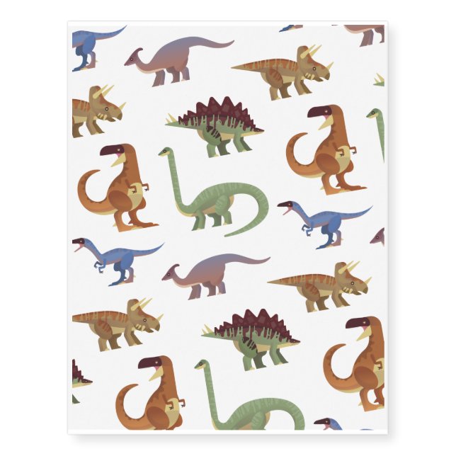 Pattern dino comic dinosaur temporary tattoos (Front)