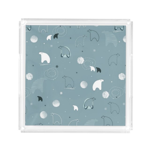 pattern displaying a cute polar acrylic tray (Front)