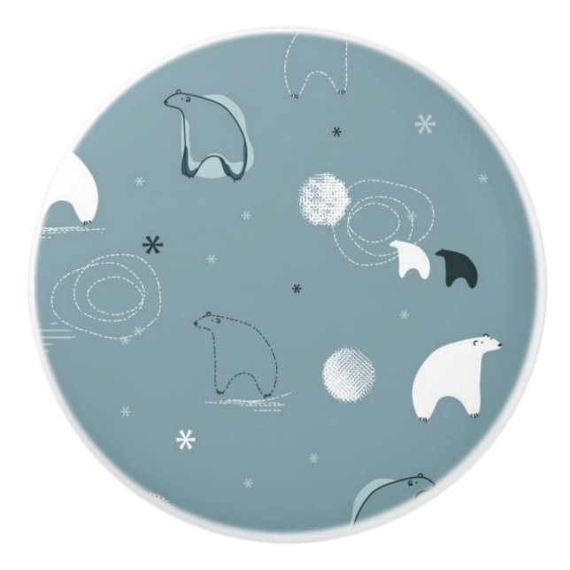 pattern displaying a cute polar ceramic knob (Front)