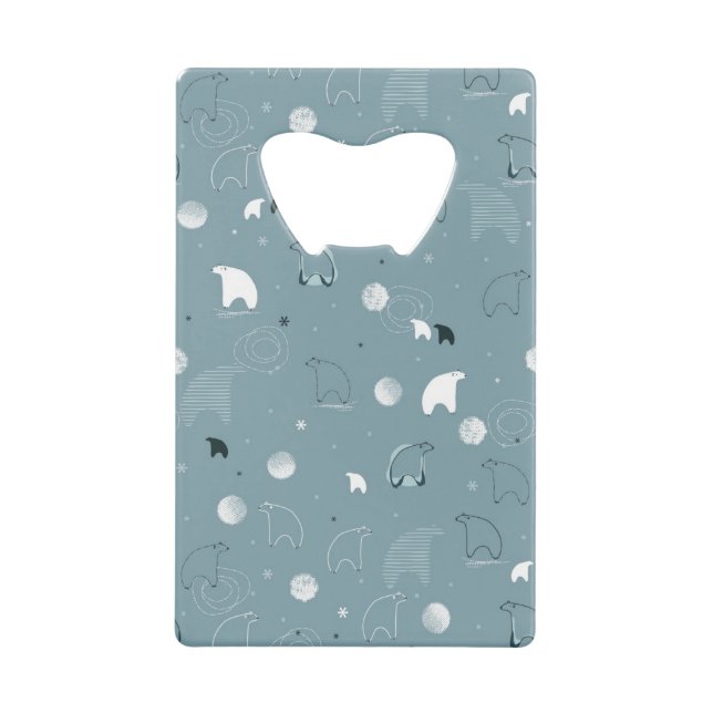 pattern displaying a cute polar credit card bottle opener (Front)