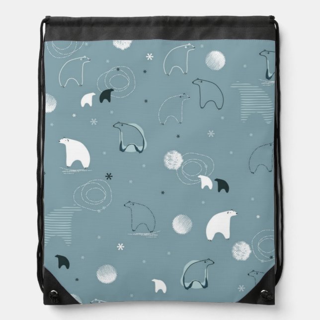 pattern displaying a cute polar drawstring bag (Front)
