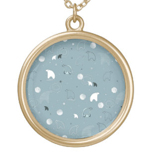 pattern displaying a cute polar gold plated necklace