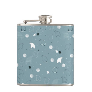 pattern displaying a cute polar hip flask
