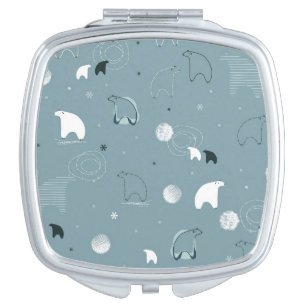 pattern displaying a cute polar mirror for makeup