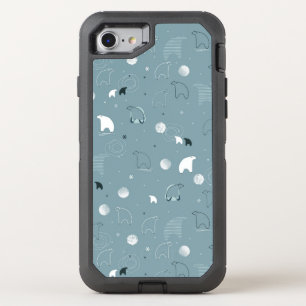 pattern displaying a cute polar OtterBox defender iPhone SE/8/7 case