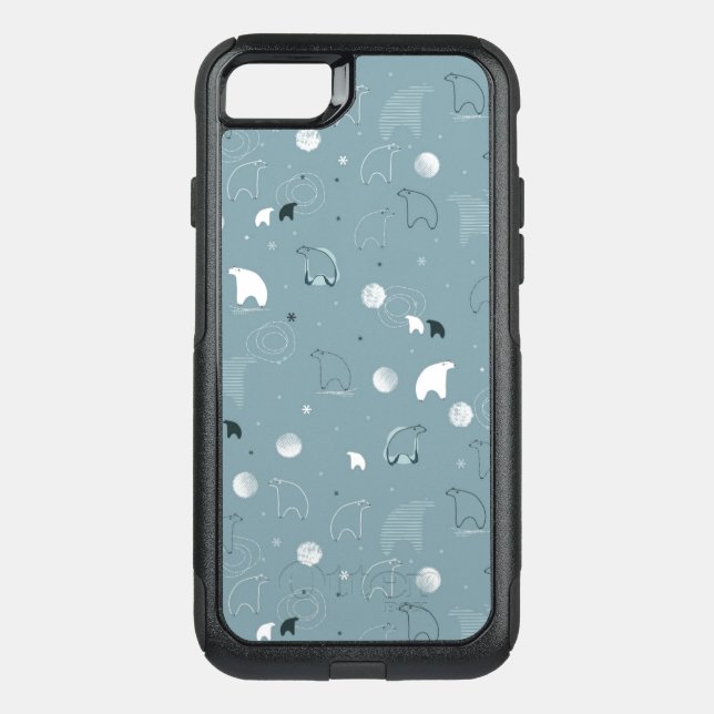 pattern displaying a cute polar otterbox iPhone case (Back)