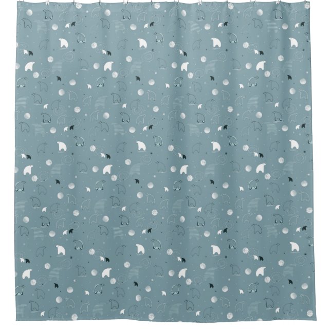 pattern displaying a cute polar shower curtain (Front)