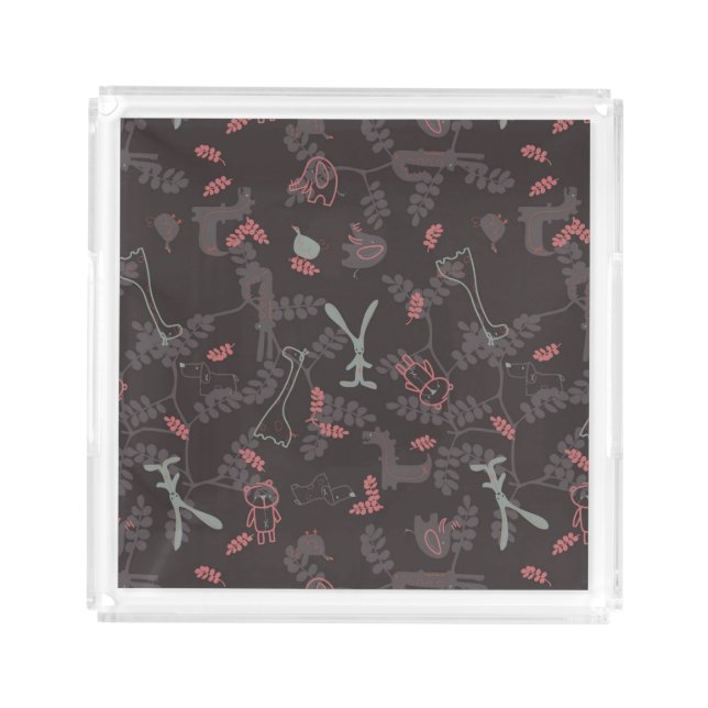 pattern displaying baby animals 1 acrylic tray (Front)
