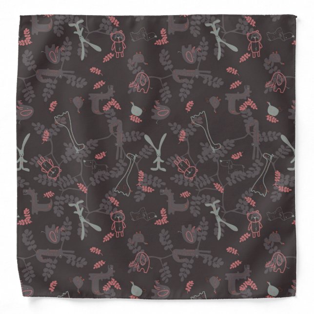 pattern displaying baby animals 1 bandana (Front)