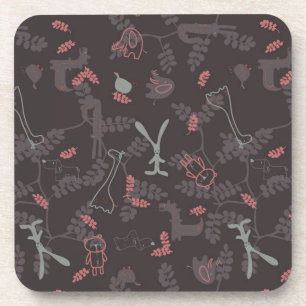 pattern displaying baby animals 1 beverage coaster