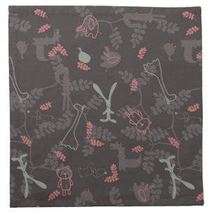 pattern displaying baby animals 1 cloth napkin