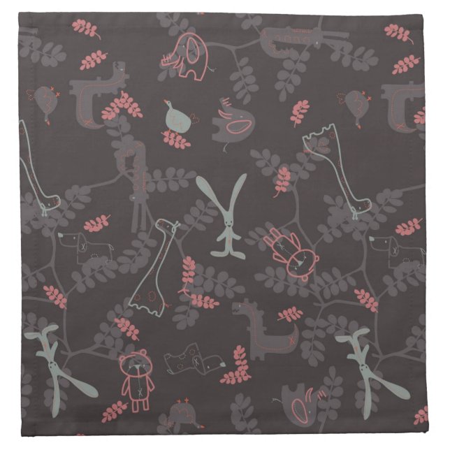 pattern displaying baby animals 1 cloth napkin (Front)