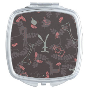 pattern displaying baby animals 1 compact mirror