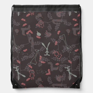 pattern displaying baby animals 1 drawstring bag