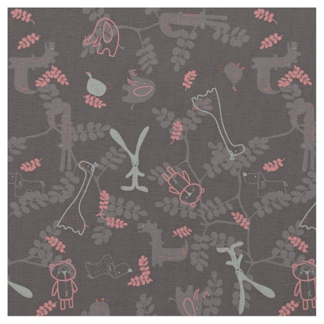 pattern displaying baby animals 1 fabric (Close Up)