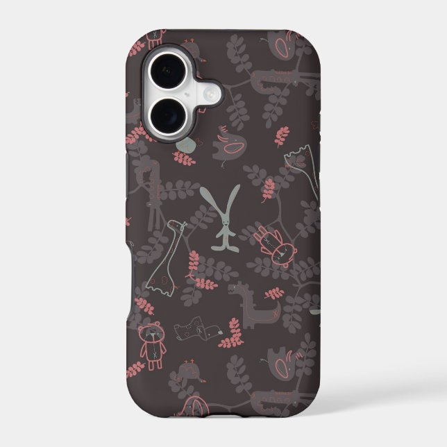 pattern displaying baby animals 1 iphone case (Back)