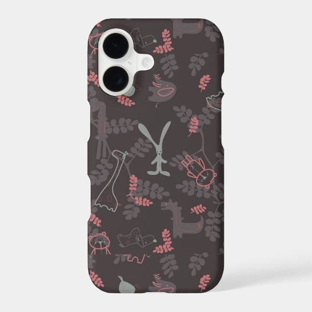 pattern displaying baby animals 1 iphone case (Back)