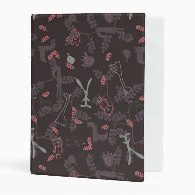 pattern displaying baby animals 1 mini binder (Front/Inside)