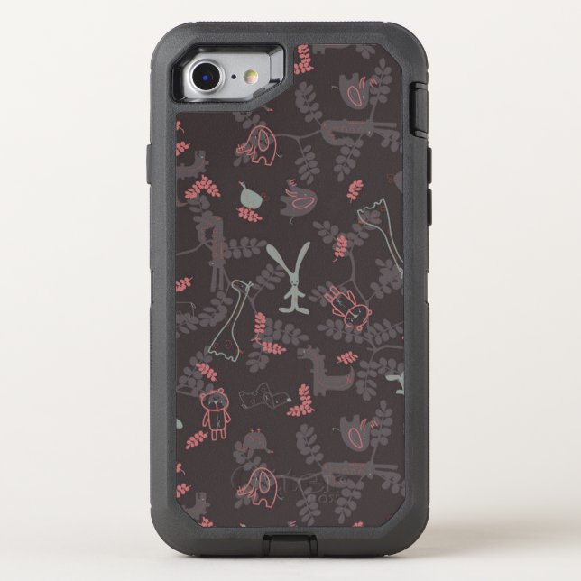 pattern displaying baby animals 1 otterbox iPhone case (Back)
