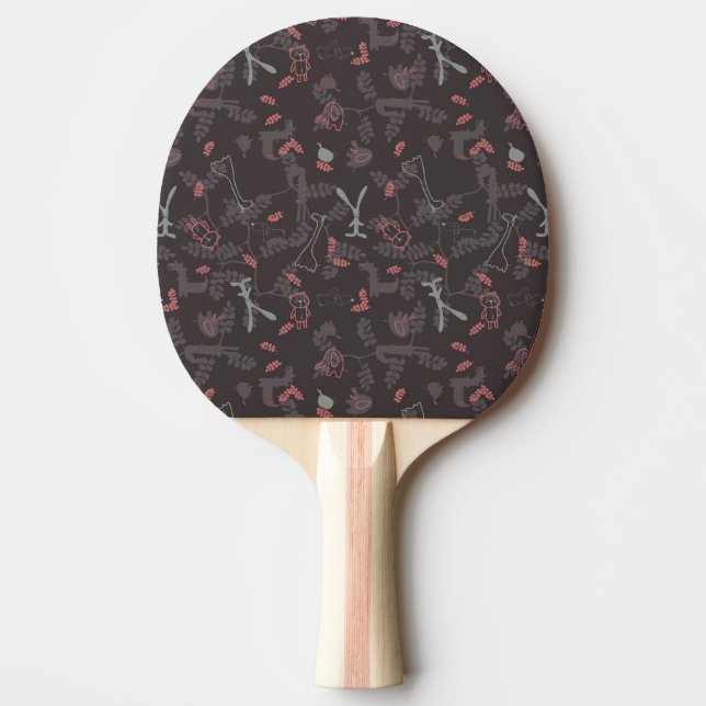 pattern displaying baby animals 1 Ping-Pong paddle (Front)