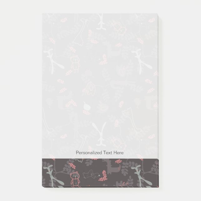 pattern displaying baby animals 1 post-it notes (Front)