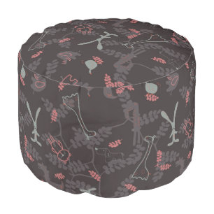 pattern displaying baby animals 1 pouf