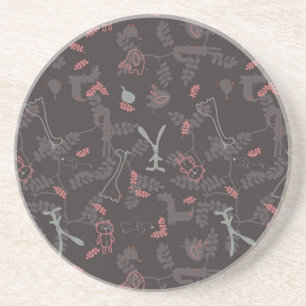 pattern displaying baby animals 1 sandstone coaster