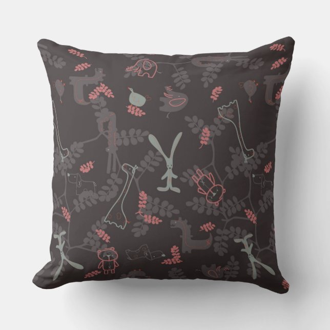 pattern displaying baby animals 1 throw pillow (Front)