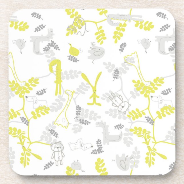 pattern displaying baby animals 2 beverage coaster (Front)
