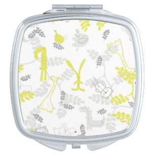 pattern displaying baby animals 2 compact mirror