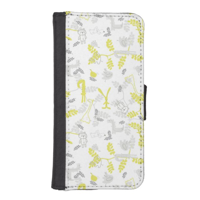pattern displaying baby animals 2 iPhone wallet case (Front)