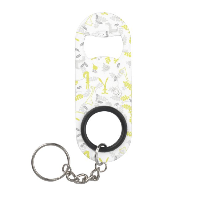 pattern displaying baby animals 2 keychain bottle opener (Front)