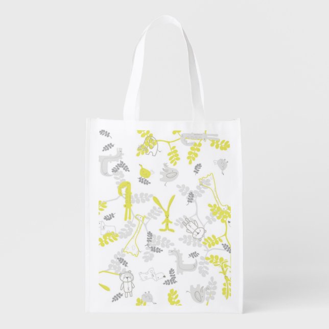 pattern displaying baby animals 2 reusable grocery bag (Front)