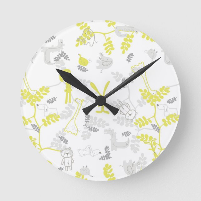 pattern displaying baby animals 2 round clock (Front)