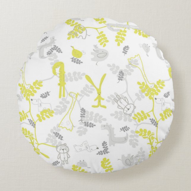 pattern displaying baby animals 2 round pillow (Front)