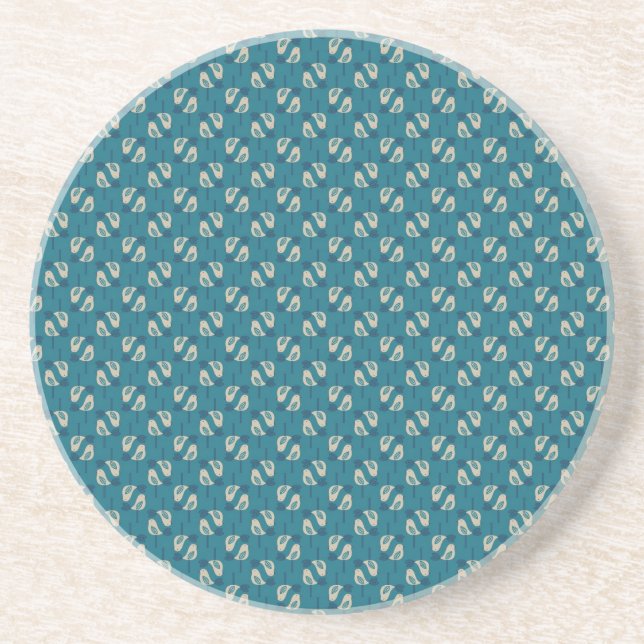 pattern displaying birds sandstone coaster (Front)