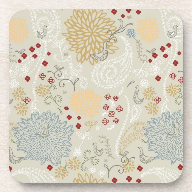pattern displaying curly garden beverage coaster (Front)