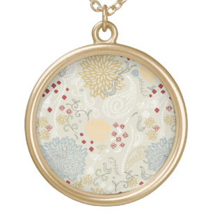 pattern displaying curly garden gold plated necklace