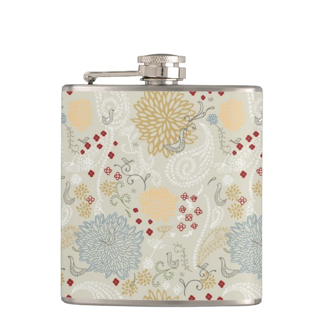 pattern displaying curly garden hip flask (Front)