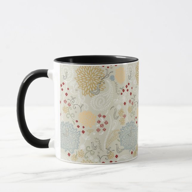 pattern displaying curly garden mug (Left)