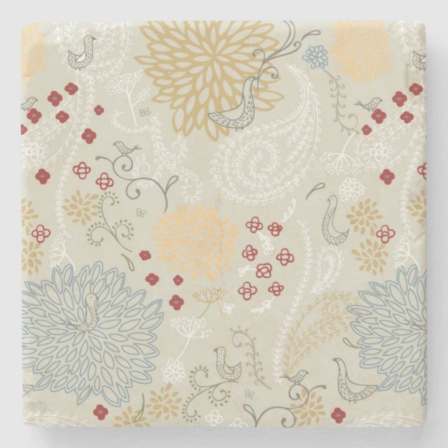 pattern displaying curly garden stone coaster (Front)
