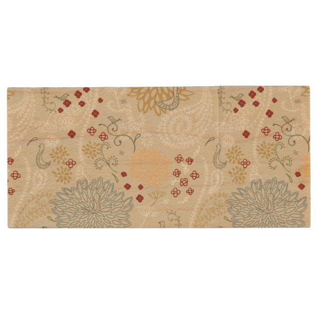 pattern displaying curly garden wood USB flash drive (Front)
