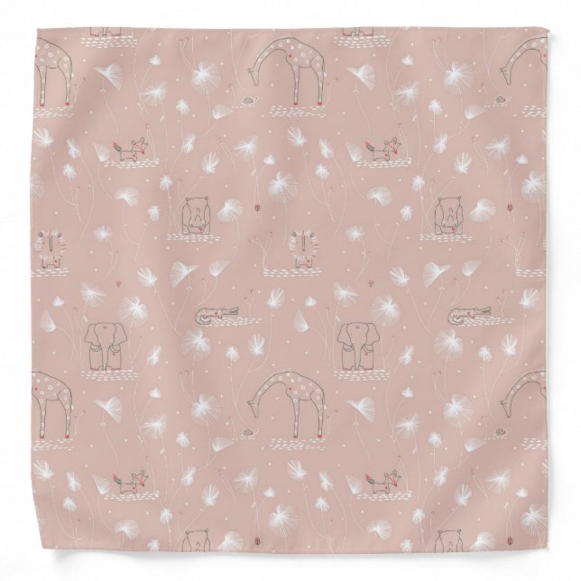 pattern displaying cute baby jungle animals bandana (Front)