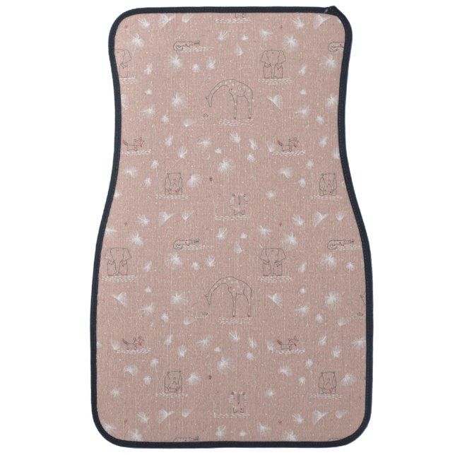 pattern displaying cute baby jungle animals car mat (Front)